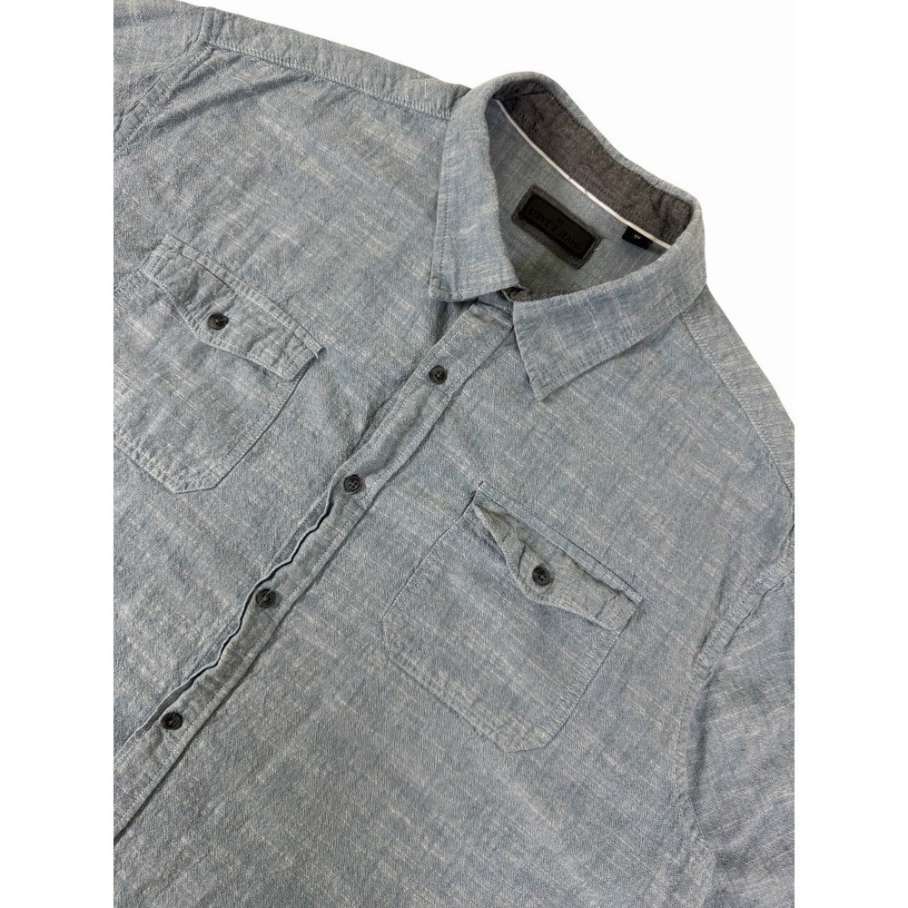 Steve's Jeans Men's 2XL Short Sleeve Button Front Shirt Blue Chambray 100 Cotton
